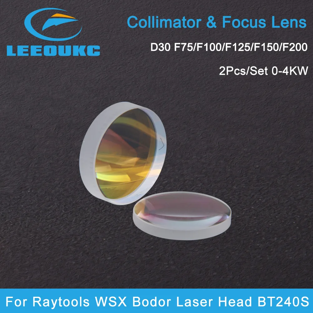 LEEOUKC-colimador láser de fibra y lente de enfoque D30 F75/F100/F125/F150/F200 para Raytools WSX Bodor Laser Head BT240S ect, 2 unids/set