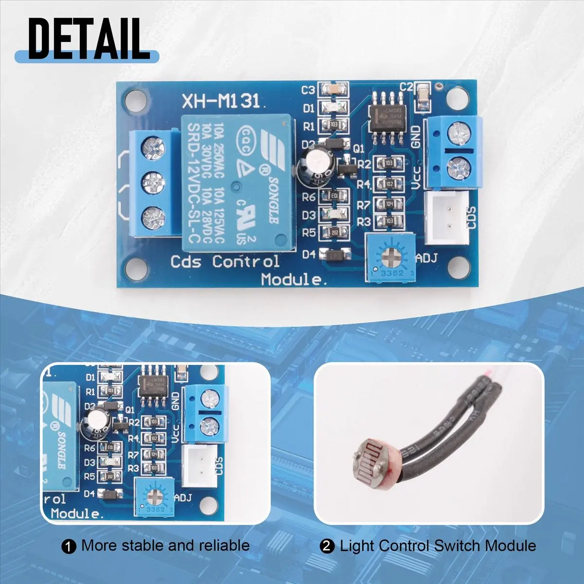 12V Light Control Switch Photoresistor Relay Module Detection Sensor XH-M131A09G