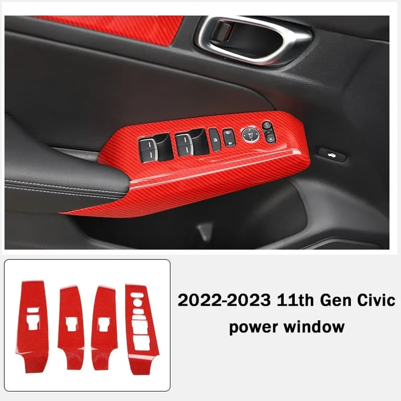 Carbon Fiber Window Switch Panel Sticker For Honda Civic Integra 2022-2023 Car interial Accessories