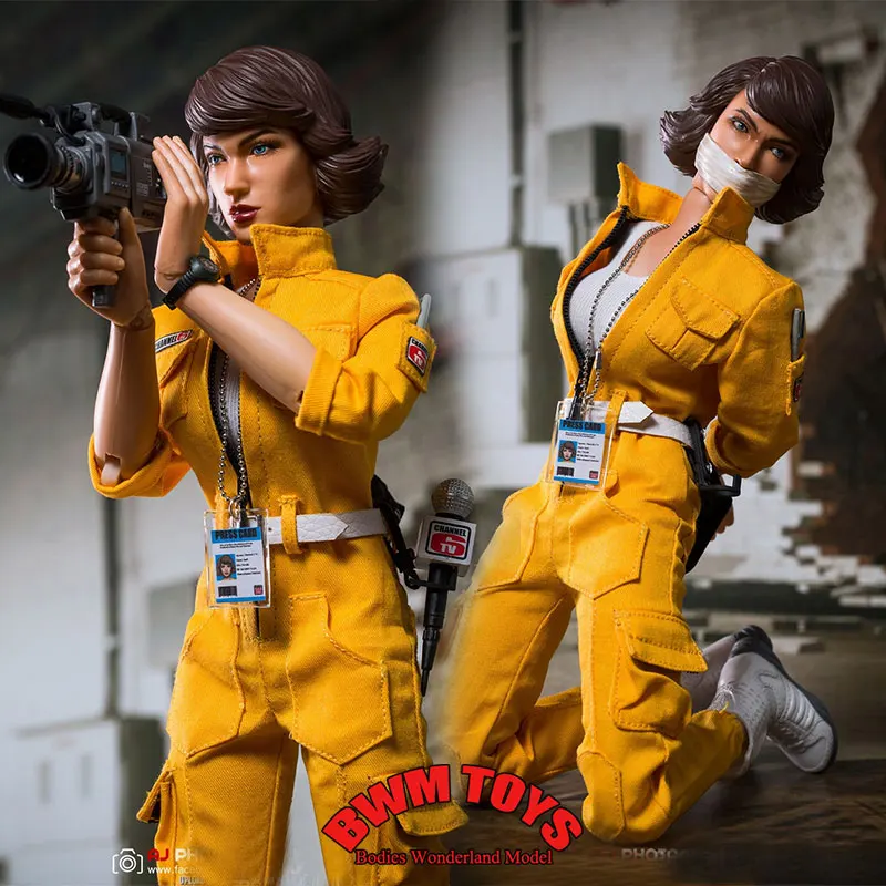 

In Stock DreamEX 1/6 Scale Female Soldier Reporter April O'Neil Yellow Clothes Set 12inch Action Figure Doll Collection