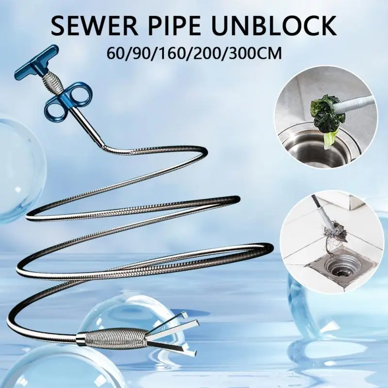 Sewer Pipe Unblocker Snake Spring Pipe Dredging Tool Bathroom Kitchen Multifunctional Sewer Cleaning Tool Kitchen Accessories