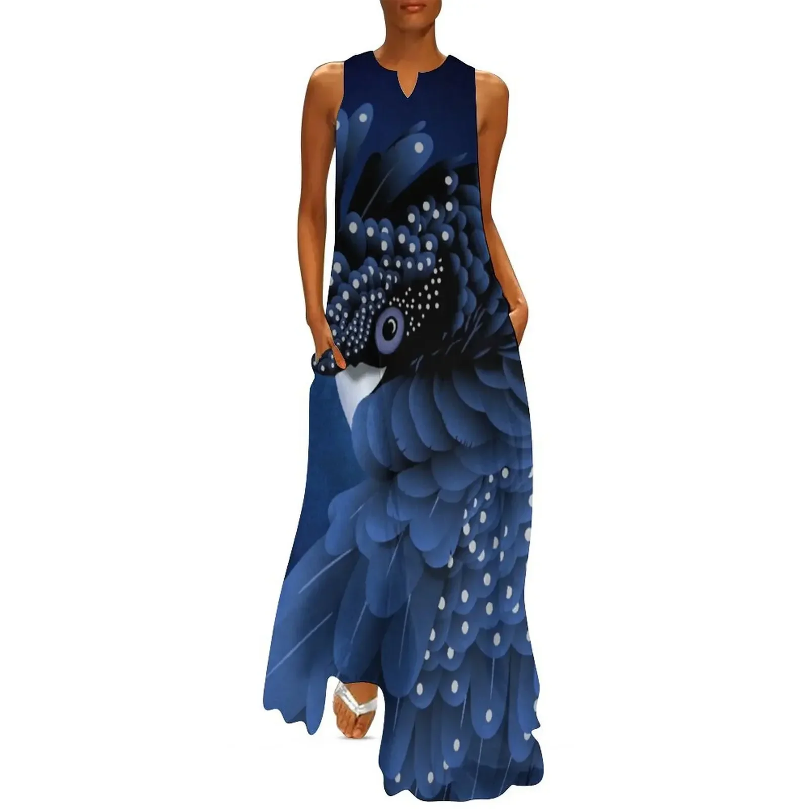 

Australian Black Cockatoo Portrait Long Dress fairy dress women evening dress women formal occasion dresses