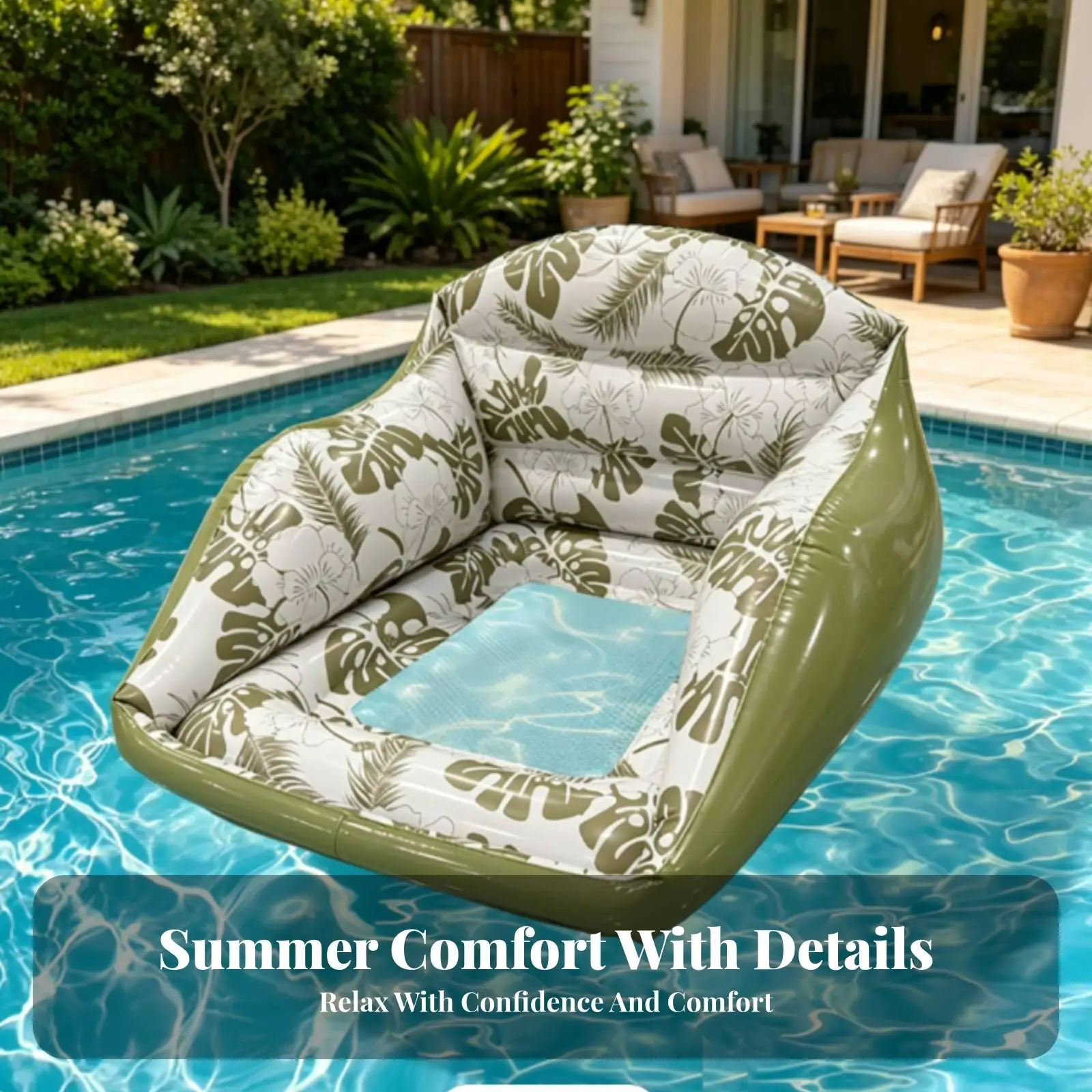 Inflatable Water Sofa Anti-Leak Inflatable Pool Seat Chair Welded Seams Pool Seat