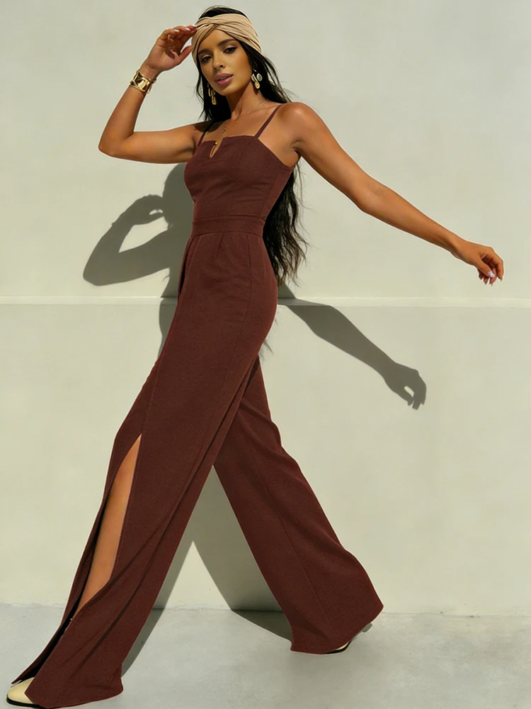 

Nibber Fashion Elegant Split Jumpsuit Women Classic Square Collar Patchwork Sleeveless Simple Chic Party Activity Streetwear