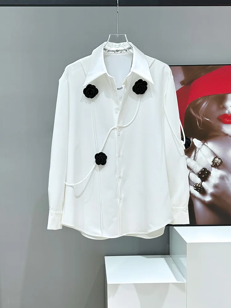 

Мужская рубашка свободного кроя с длинным рукавом, с подкладкой на плечах, 3D-дизайн с розами, модная повседневная одежда, дышащая, молодежная, для весны и осени