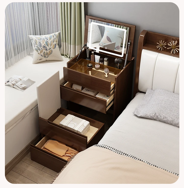 Solid wood dresser, small bedroom, modern mini mini apartment, clamshell storage, dressing table, bedside table in one