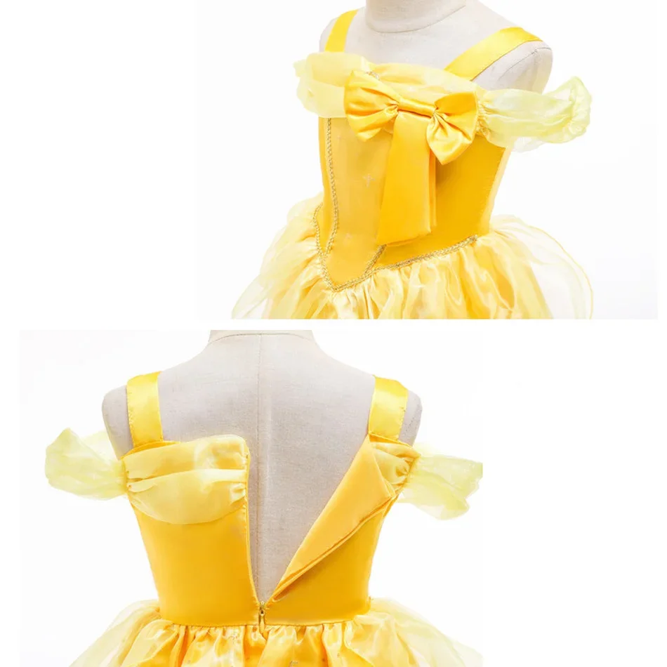 Belle Costume Girl Beauty and Beast Dress Kids Birthday Flower Clothes Children Dinner Costume Cosplay Halloween Disguise