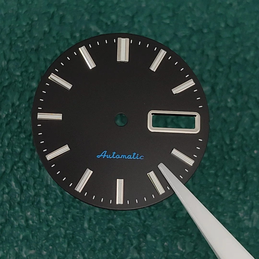 28.5mm NH36 Black / White Watch Dial C3 Green Luminous Watch Faces Mechanical Watch Accessories for SK007 NH36A Movement NH36A