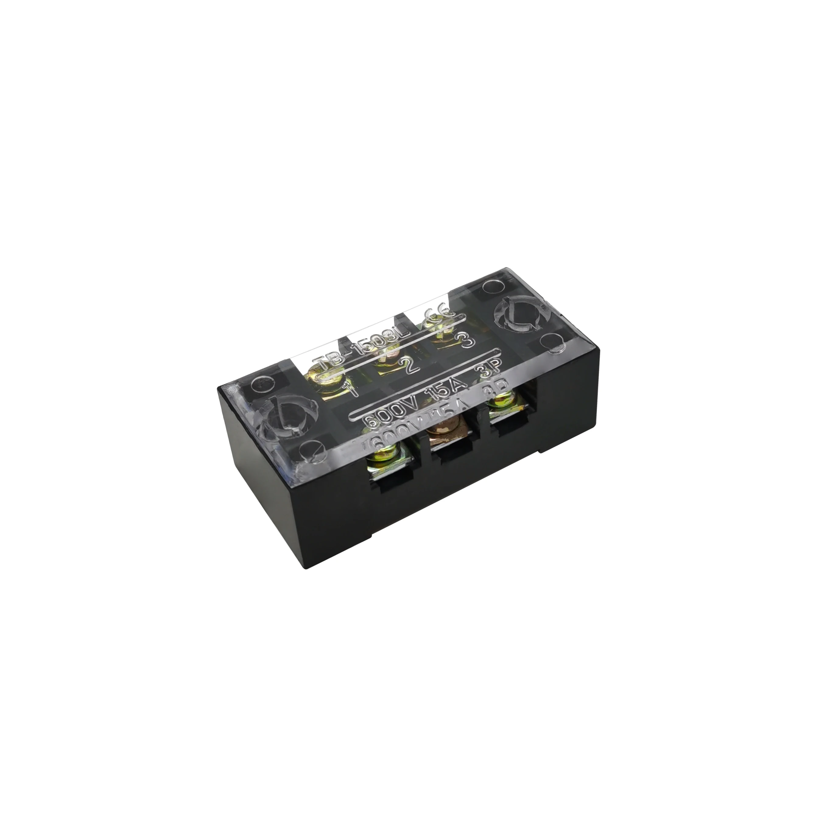 Uxcell 6-Pack 600V 15A Barrier Terminal Block – TB-1503L, Dual Row 3 Positions With Clear Insulating Cover