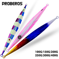 PROBEROS 5pcs 100G-400G Luminous Metal Jig Lure Deep Sea Artificial Bait Saltwater Fishing Lures Fishing Tackle Accessories
