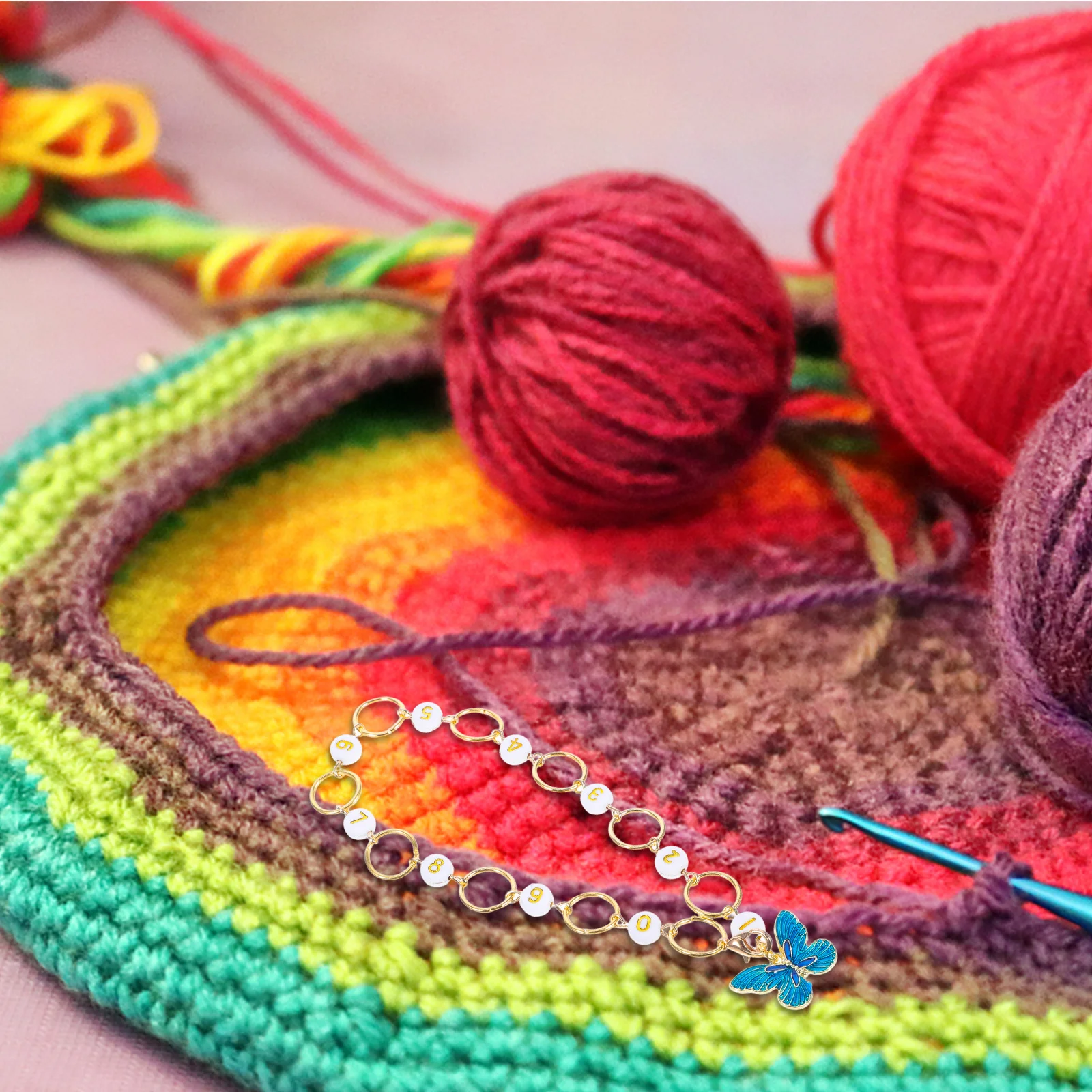 

Knitting Crochet Row Counter Enamel Butterfly Pendant Durable Alloy Marking Accessory Sewing Project Row Counter