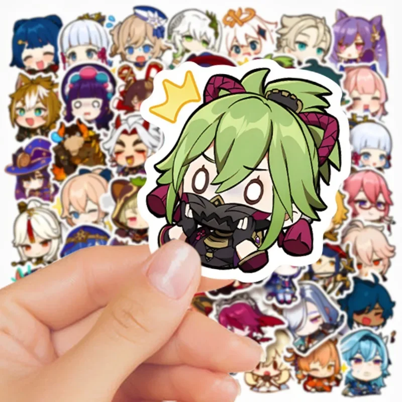 50 Pieces of Game Genshin Impact Q Animation Cute Graffiti Stickers Journal Notebook Anime Klee Wanderer Yae Miko Stickers Kids