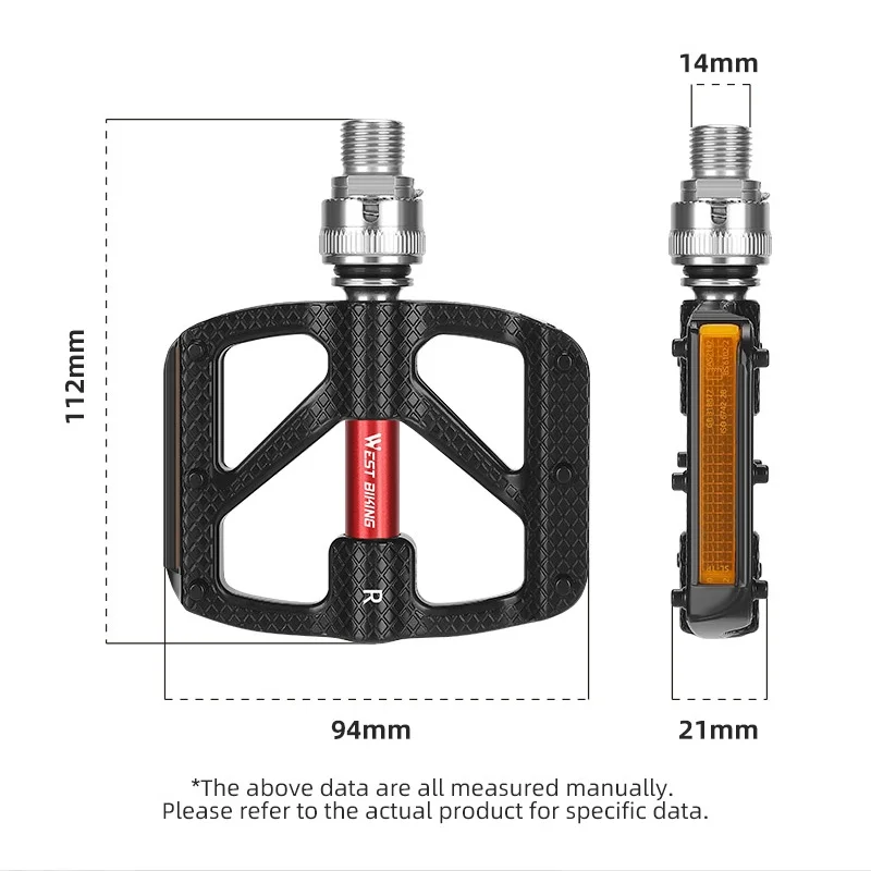 WEST BIKING Bicycle Widen Pedal Aluminum Alloy Quick Release 3 Bearing Pedal Anti-slip Dust-proof Mtb Road Bike Pedals Supplies