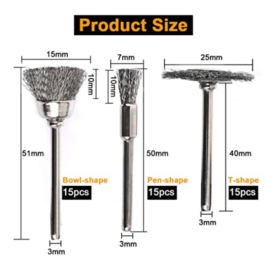 Wire Brushes Set, 45PCS 1/8