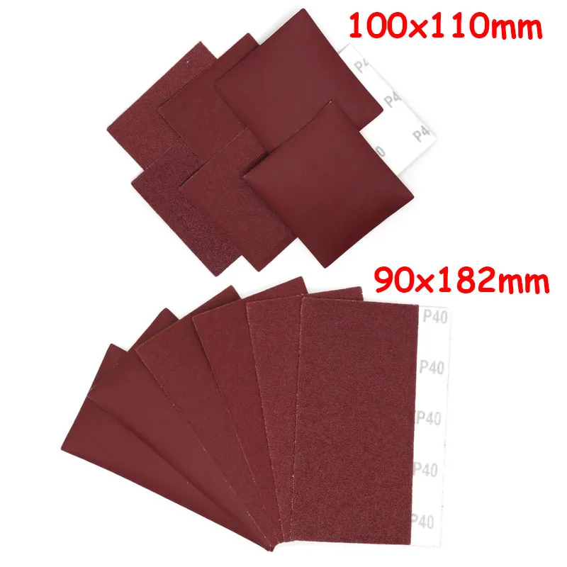 1-50pcs 90x182mm 100x110mm Square Sandpaper Sand Sheets Grit 40 100 400 Hook Loop Sanding Red Dry sand Polishing