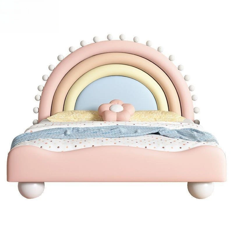 Rainbow cream wind girl fun bed, solid wood bed
