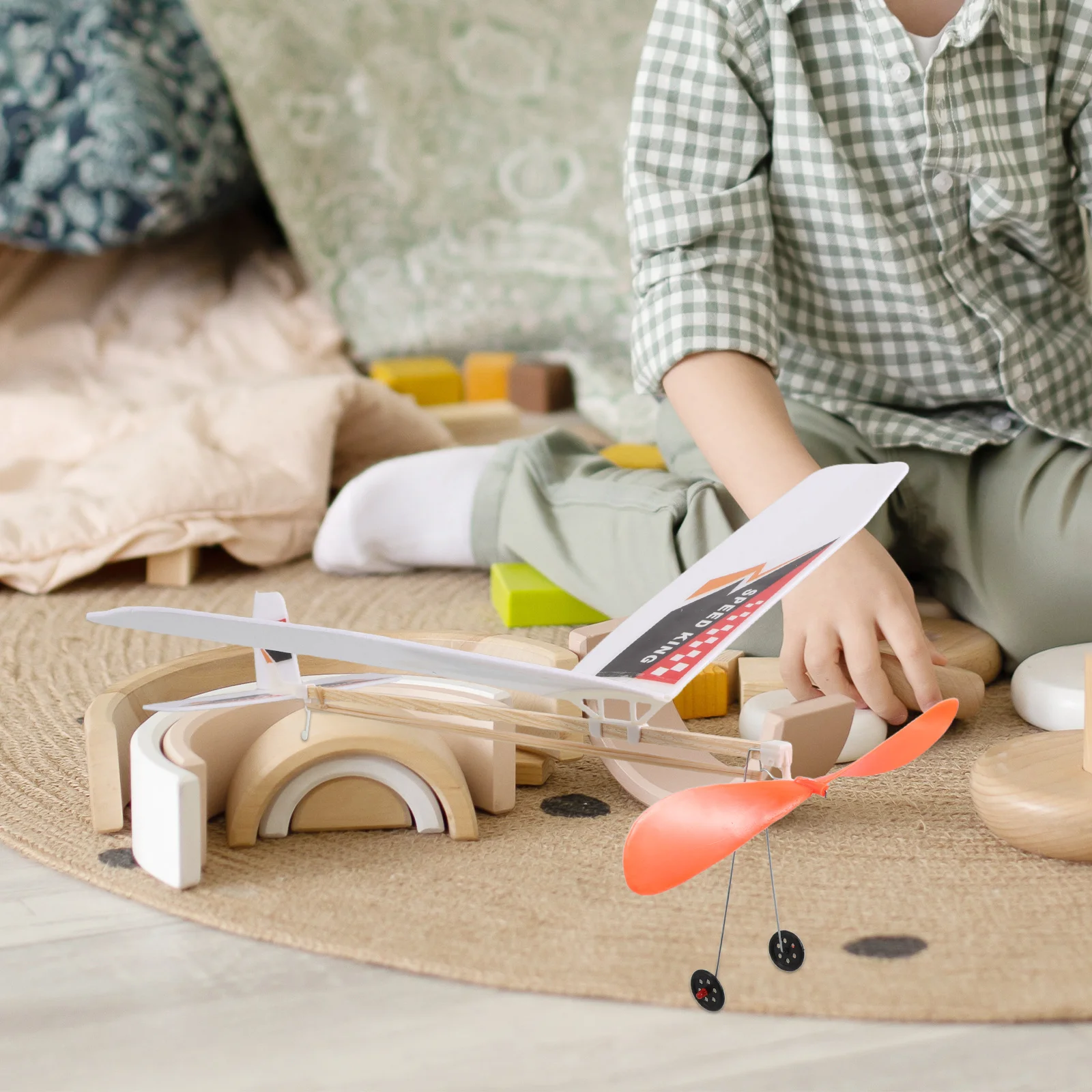 Leichter Schaumstoff-Gleiter mit Gummiband-Antrieb DIY Handstart-Flugzeug für Outdoor-Spaß Kinder-Wissenschaftsexperiment Bastelset