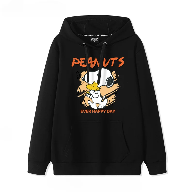 Snoopy Sweater Women's Spring and Autumn 2024 New Japanese  Collegte Wind Velvet Hooded Pullover Jacke Cute Sweet Simple Clothes