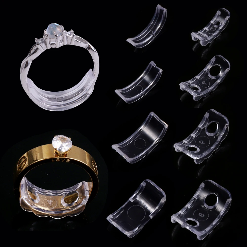 8/10pcs Transparent Spiral Based Ring Tools Spring Coil Ring Size Adjuster Guard Tightener Reducer Resizing Tool For Jewelry