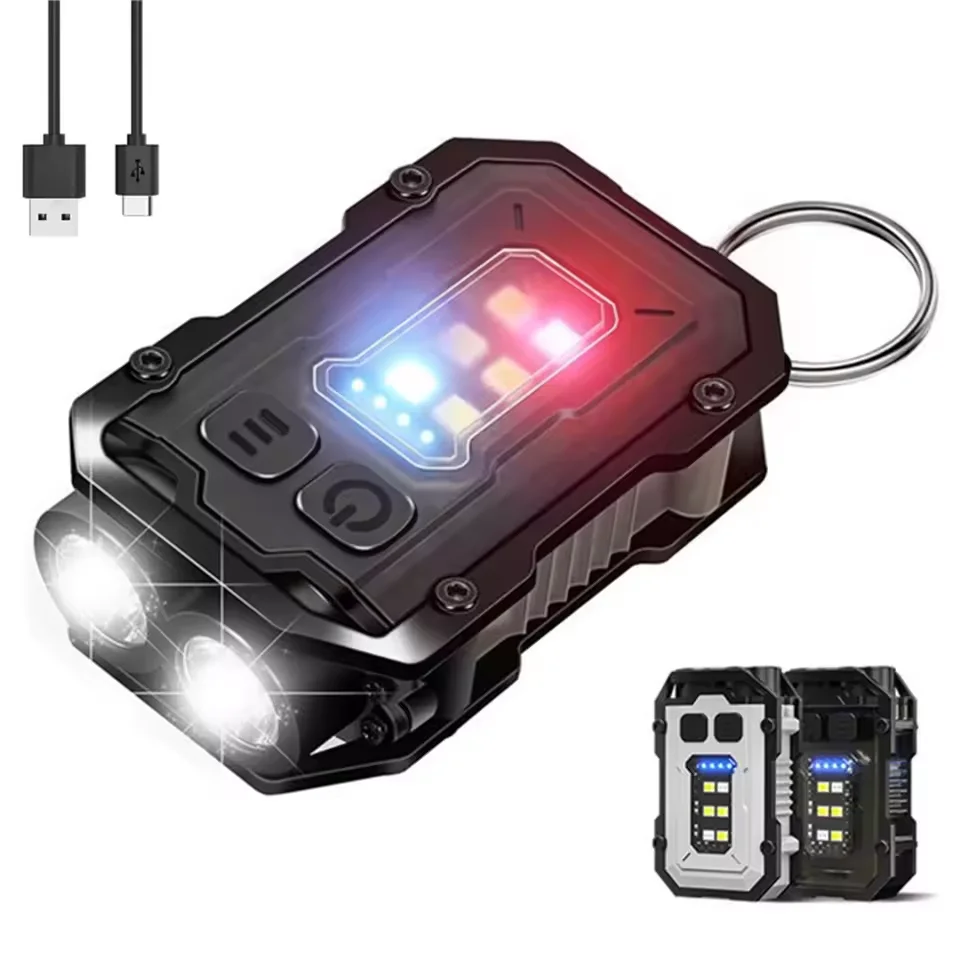 

﻿ Portable LED Keychain EDC Flashlight Super Bright Work Light USB Rechargeable Mini Torch with Magnet Pen Clip Camping Lantern