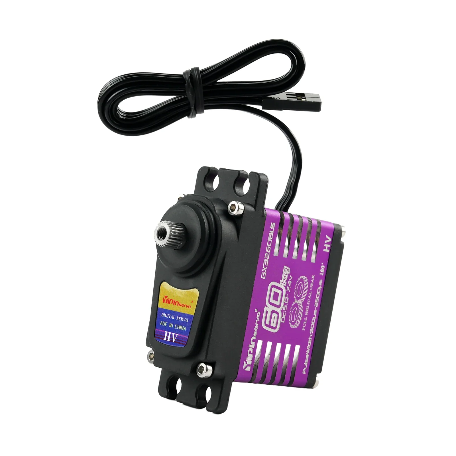 Servo digital de 60kg, à prova d'água, ip68, grande torque, motor sem escova, engrenagem helicoidal de aço, servos 7.4v para carro rc, robô 1/8 1/10