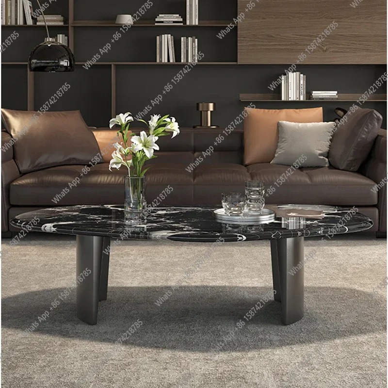 

C Журнальный столик из натурального мрамора, итальянский минималистичный черный розовый роскошный каменный журнальный столик, элитный бытовой маленький квартирный столик, маленький C