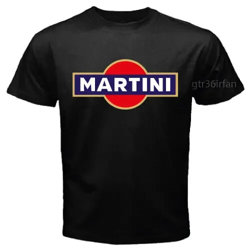 New Martini Cocktail Vintage Racing Logo T Shirt Black