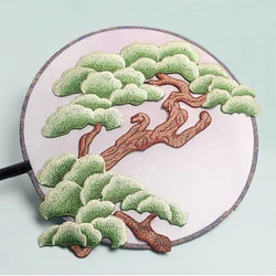 Chinese Landscape Painting Big Appliques for Clothing Sew on Patches Pine Three Embroidery Patch Embroidered for Dress T Shirt