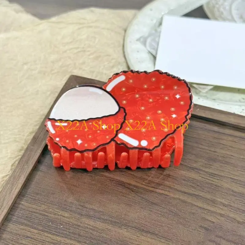 Unique Fruit Design Acrylic Hair Clip For Women Girls Strawberry Lychee Claw Clip