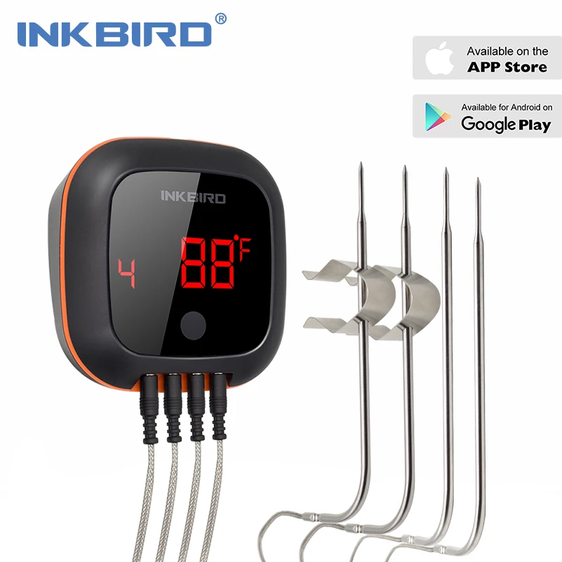 

INKBIRD IBT-4XS Food Temperature Thermometer Digital Rotation Reading Screen BBQ Meat Cooking 2/4 Probes With Bluetooth