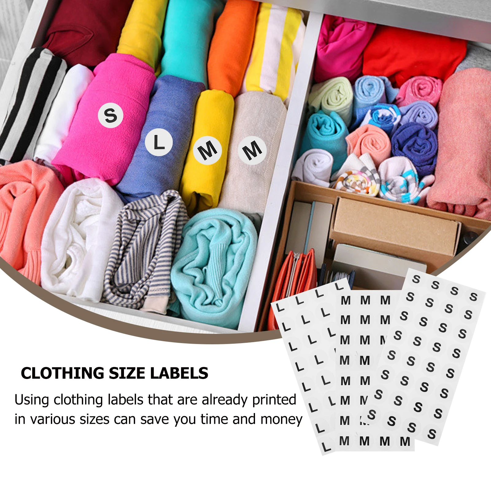 

1500 Pcs Size Label Round Sticker Apparel Stickers Clothing Self-adhesive T-shirt Office