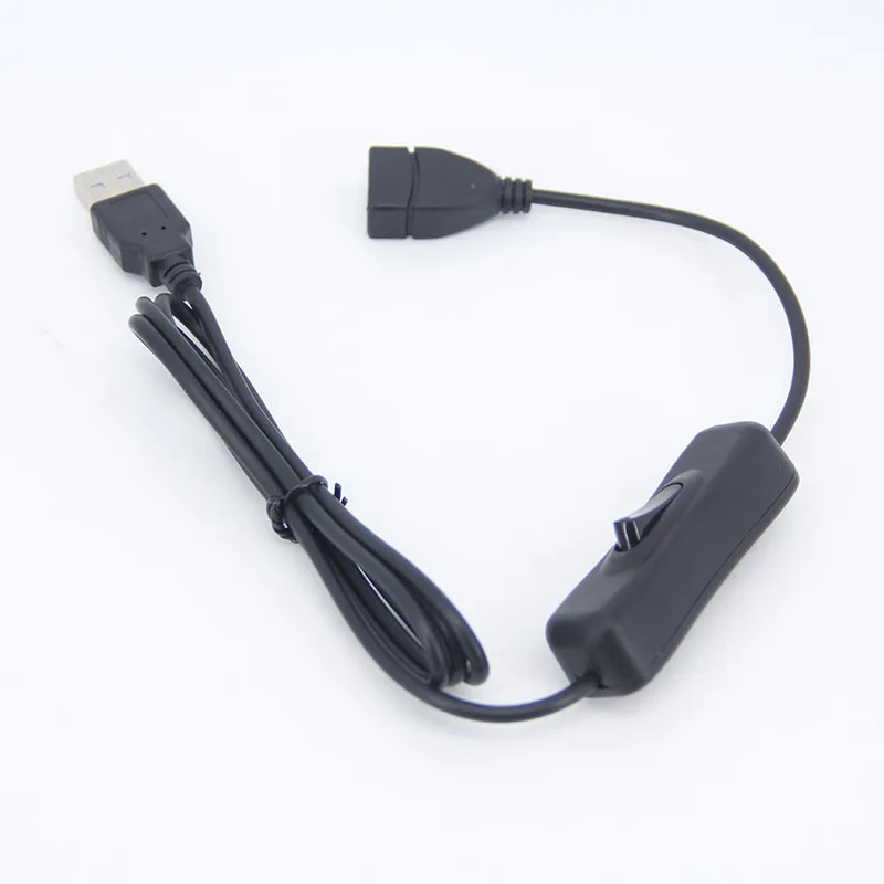 0.5m 1M 2m USB cable 50cm USB 2.0 A Male to A Female Extension charging Extender Black Cable With Switch button ON OFF Cable