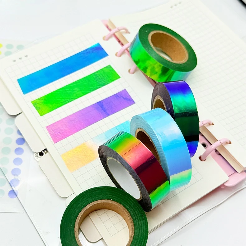Gradual Change Cool Decorative Tape Hand Account Collage DIY Rainbow Film PET Colorful Film Tape Creative Laser Colorful