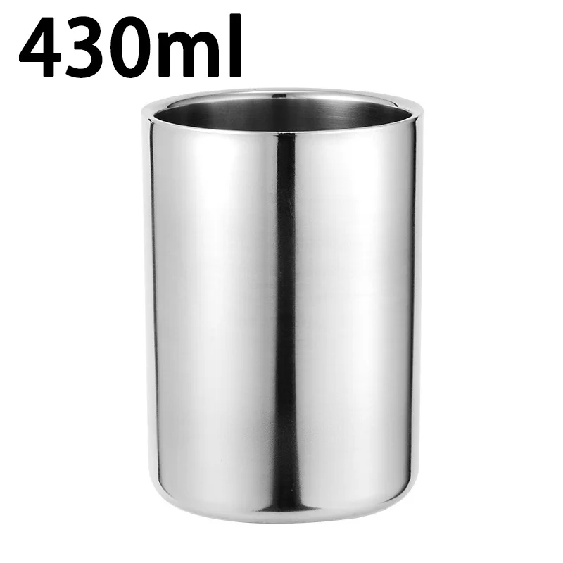 

430/280ml Double-Wall Stainless Steel Drinking Cup Beer Coffee Tea Mug Drinkware For-Seiko Polishing, Stable And Bottom Cups
