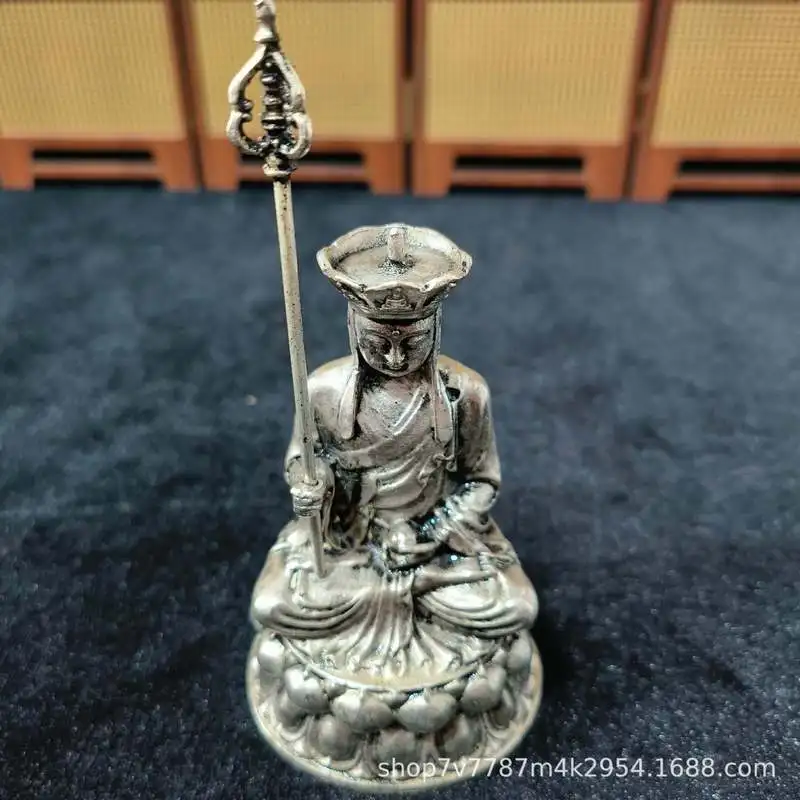 Brass Craftwork Silver-Plated Ksitigarbha Buddha Statue Home Decorative Ornament