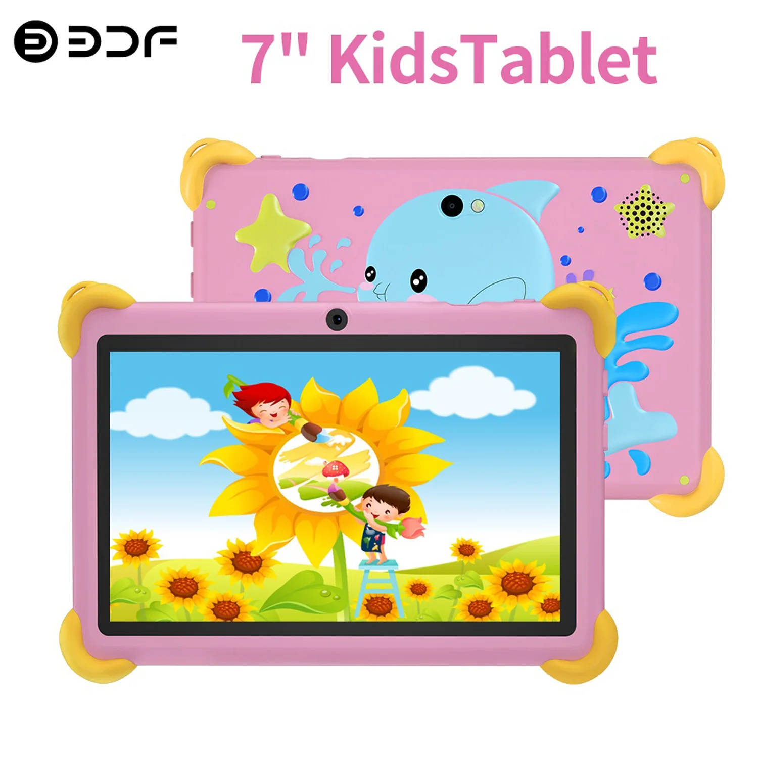 子供向けの漫画パターンのタブレット,保護ケース付き,5G,wifi,クアッドコア,4GB RAM, 64GB ROM, Android 13,7インチ,PC,新品,2020