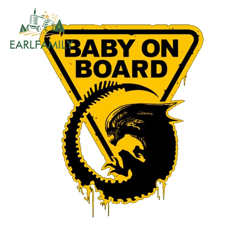 

EARLFAMILY Baby on Board Bumper Car Sticker Graffiti Warning Sign Alien Creative Trunk Decal Funny Windows Car Gadget Decor