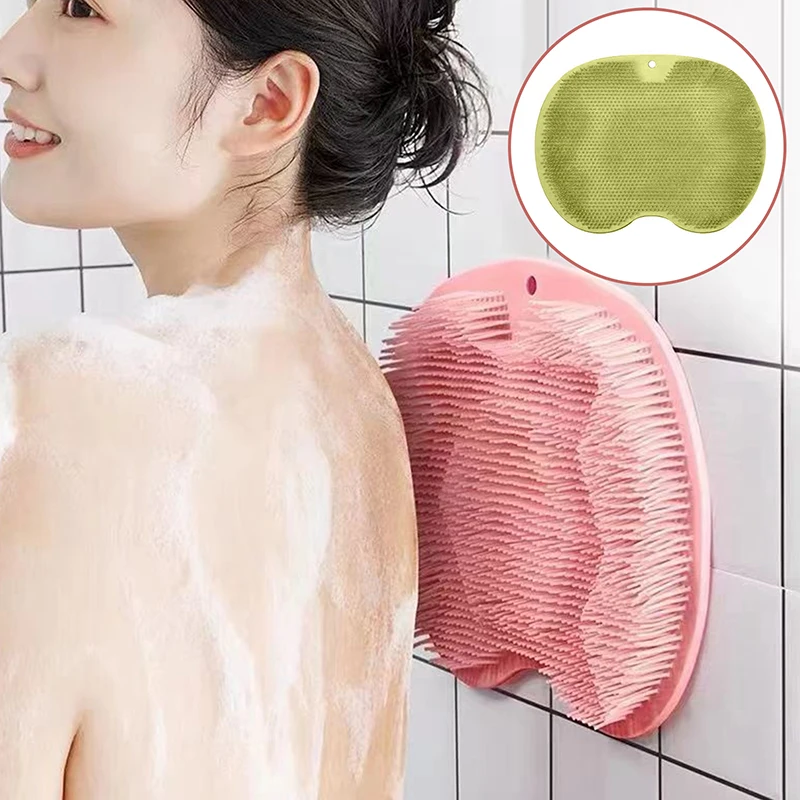 Exfoliating Shower Massage Mat Non-Slip Bath Scrub Pad Foot Wash Pad Bathroom Wall Mounted Mat Rub Back Sucker Brushes Pad