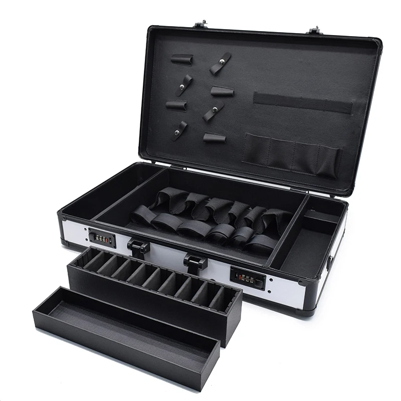 Aluminum Tool Holder Box Flight Briefcase/Key Lock Equipment Cosmetics Makeup Nail Art Storage Box