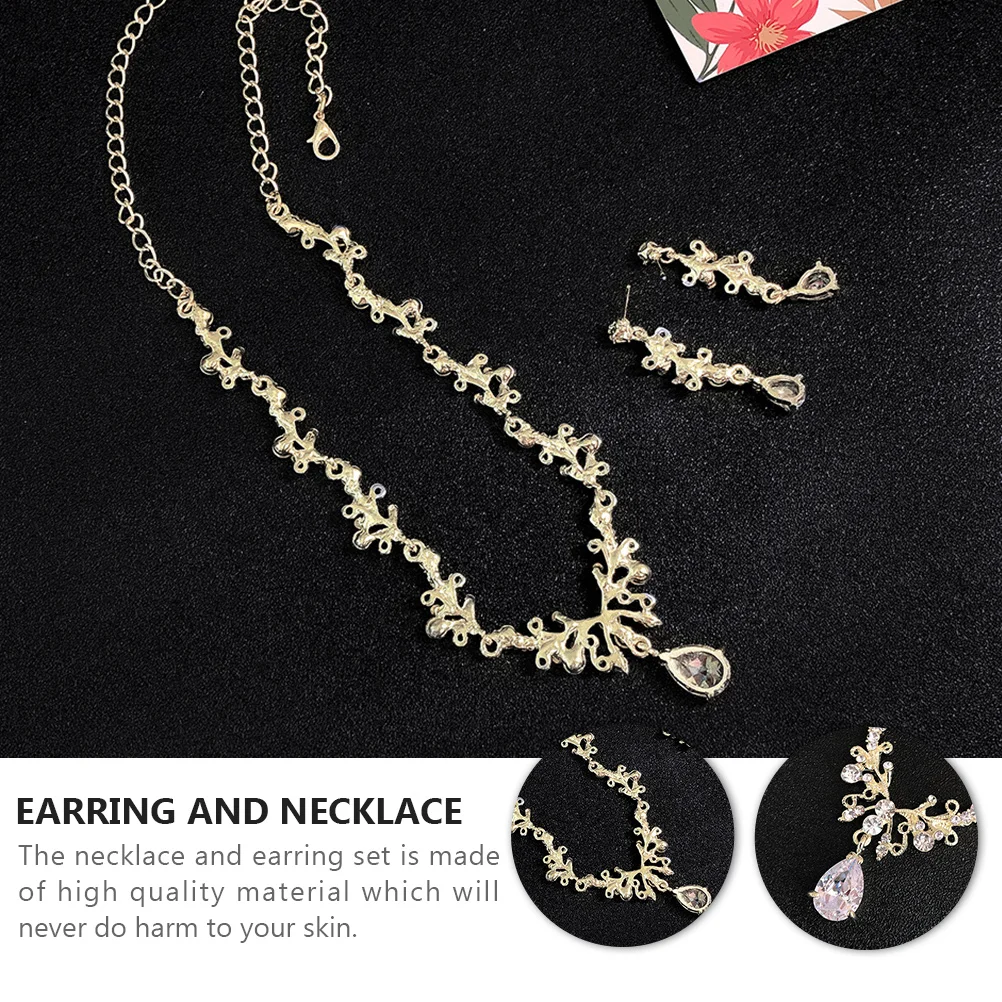 

Alloy Necklace Earring Set Women Jewelry Wedding Accessories Elegant Bridal Prom Lightweight Comfortable