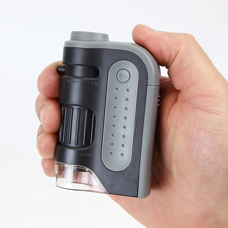 Kid Science Experiment Pocket Microscope Toy Kit 60-120x Educational Mini Handheld Microscope with Light Children STEM Toys Gift
