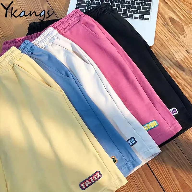 

Solid Casual Harajuku Korean High Streetwear Shorts Women Aesthetic Summer Chic Baggy Joggers Vintage Straight Sweatshorts Femee