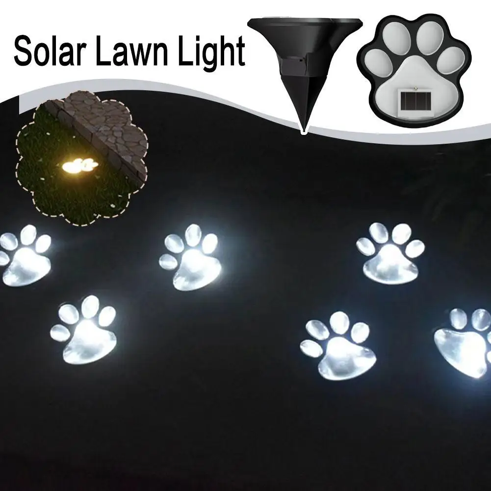 Outdoor LED Solar Paw Print Light Dog Cat Animal Pathway Lamp Waterproof Garden Lawn Patio Yard Decor Summer Camping Light