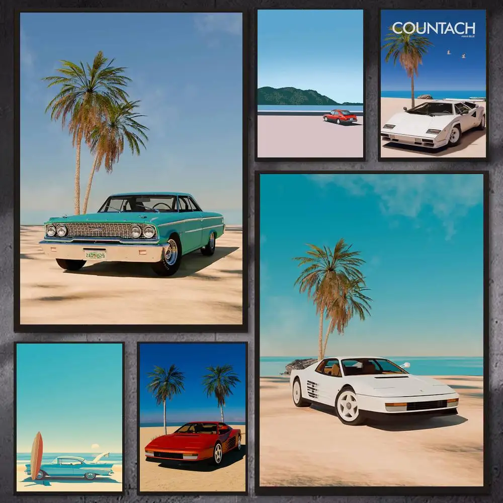 Tropical Miami Vice Style Poster PP Wall Decor Posters Celebrity Art Prints Aesthetic Wall Art Bedroom Office Home Gift
