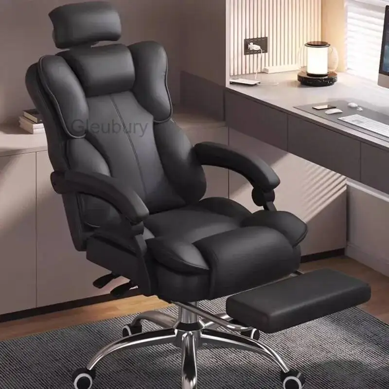 Cadeira ergonômica estética para casa, poltrona de couro para escritório, cadeira confortável para estudo, esponja, móveis para escritório