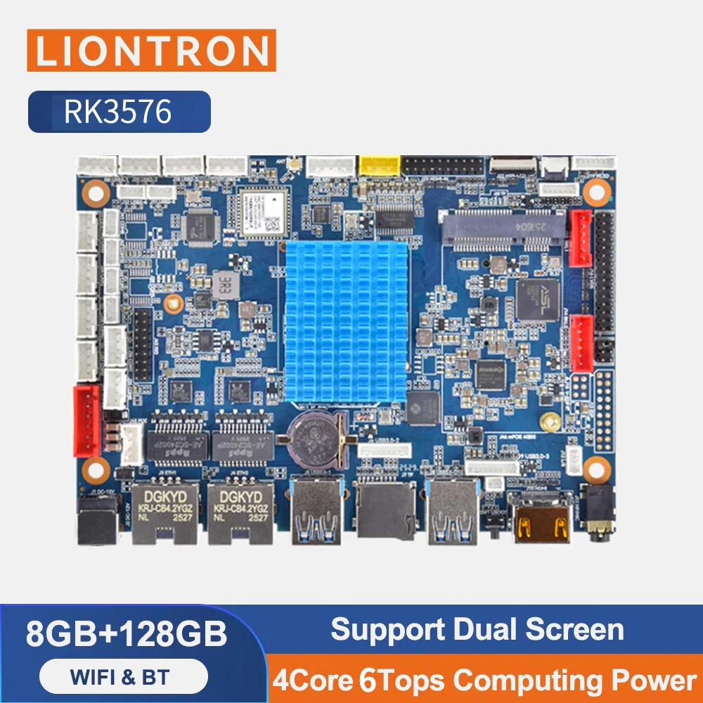 Liontron Rockchip RK3576 Arm Development Board 8GB 128GB Quad-Core High-Performance AI WiFi SBC for IOT Smart POS Terminal Board