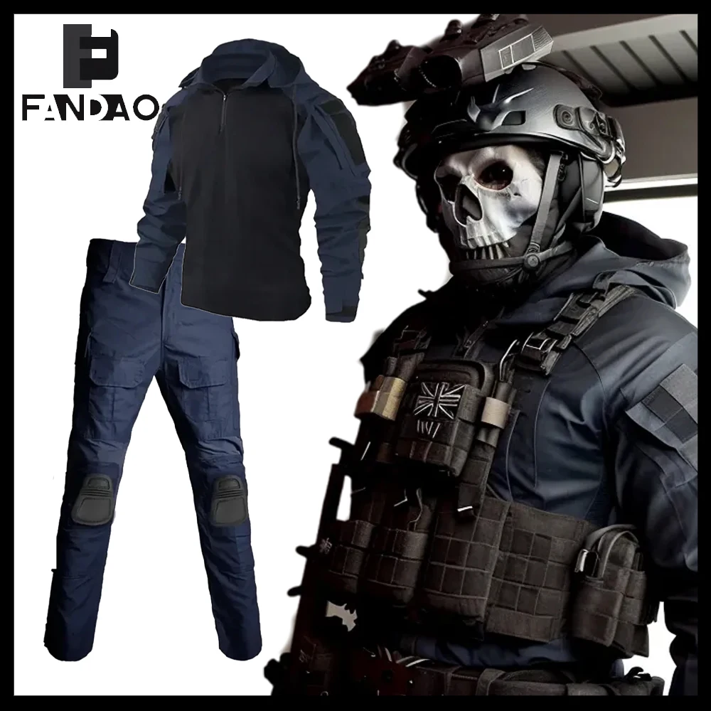 بدلة مموهة تكتيكية شبح قتالية نداء الواجب ملابس تنكرية Airsoft Paintball Work ملابس رجالية لألعاب الهالوين جزء CS #1