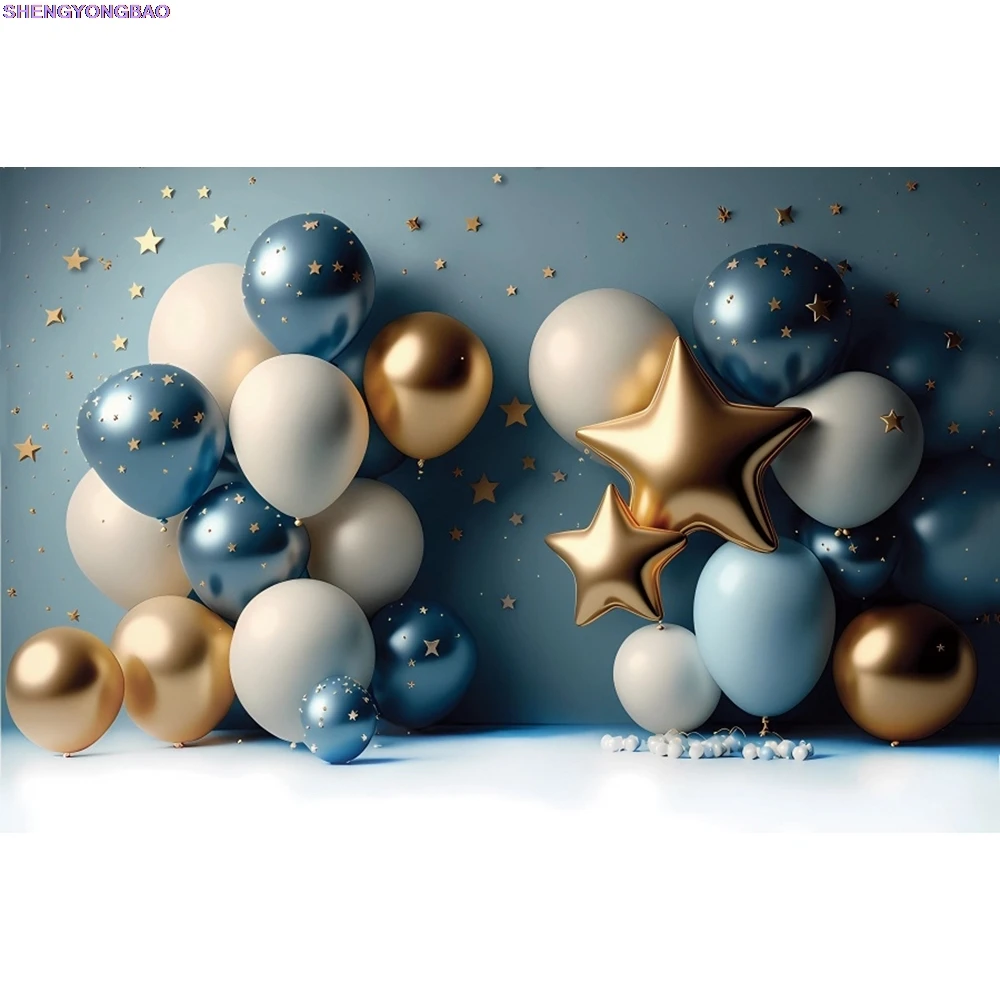 

Фон для вечеринки в честь первого дня рождения для новорожденного, красочный воздушный шар для девочек и мальчиков, торт, аэрокосмический фон для фотосъемки, декор, реквизит