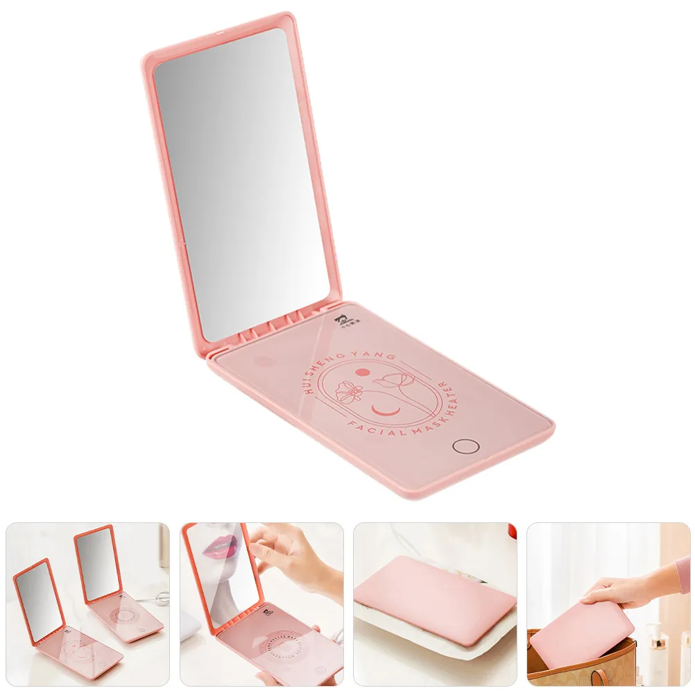 

Facial Mask Heater Compact Heated Device with Makeup Mirror Portable Sheet Mask Warmer Travel Skin Care Machine for Face