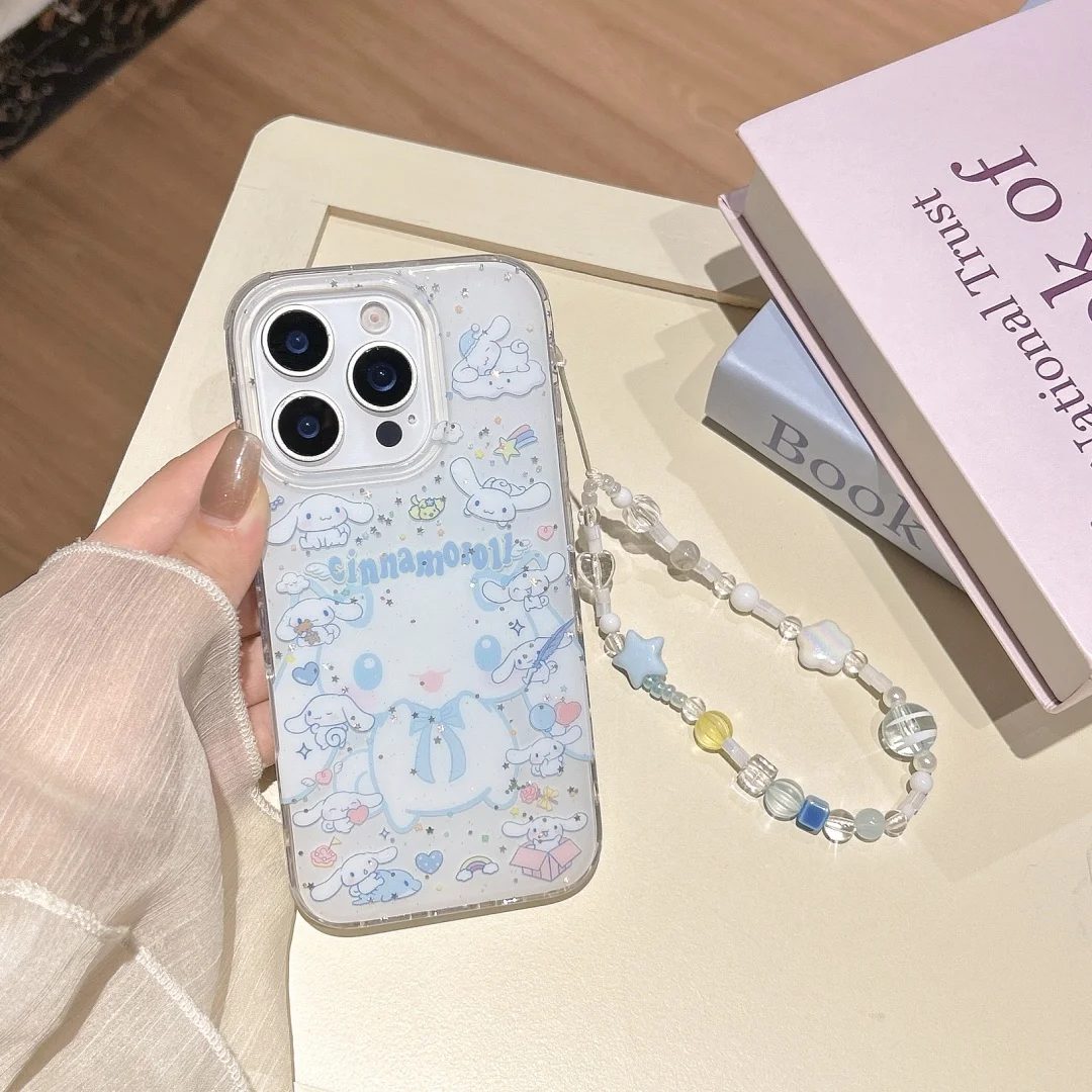

Super cute Cinnamoroll happy Shell Pattern Pendant Phone Case For iPhone 16 15 14 13 12 11 Pro Max Plus Cover Girl Shell﻿﻿